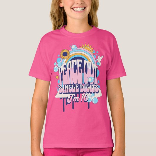 Peace 独身の Out Digits I'm 10誕生日 Tシャツ (正面)