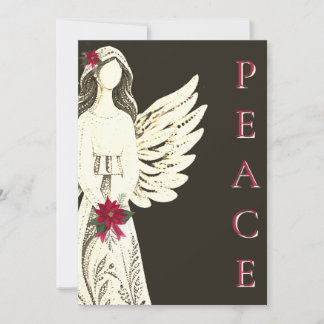 PEACE 黒赤のカスタマイズ可能な天使のクリスマスカード シーズンカード