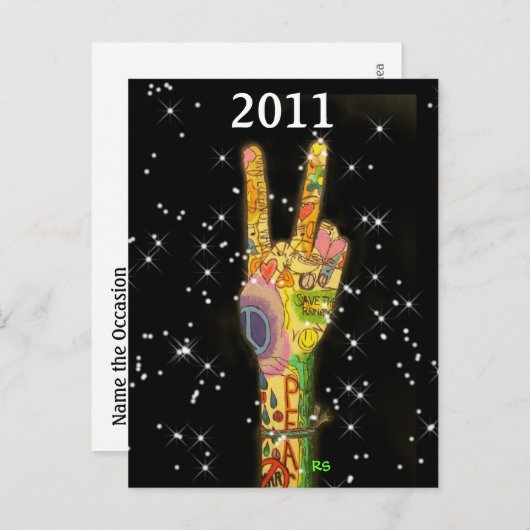 Peace 2011招待状 – 日付を保存！ インビテーションポストカード (正面/裏面)