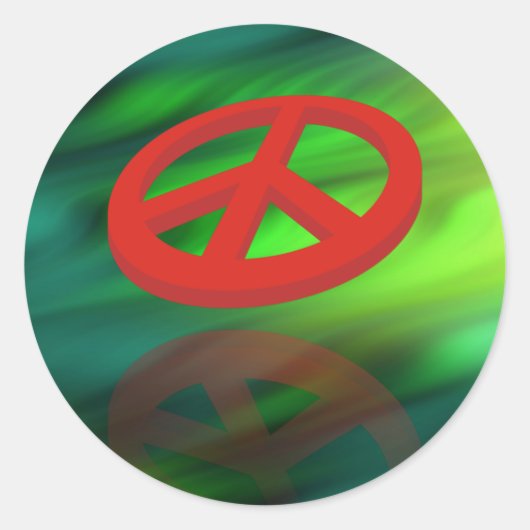 Peace 3D /反射 |緑 ラウンドシール (正面)