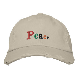 "Peace" Adjustable Cap Embroidered Hat 刺繍入りキャップ