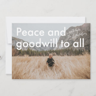 Peace and Goodwill Flat モダン Holidayフォトカード シーズンカード