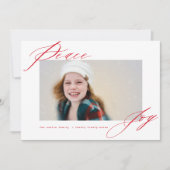 Peace And Joy書道モダン赤い台本の写真 シーズンカード (正面)