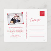 Peace And Joy書道モダン赤い台本の写真 シーズンポストカード (裏面)