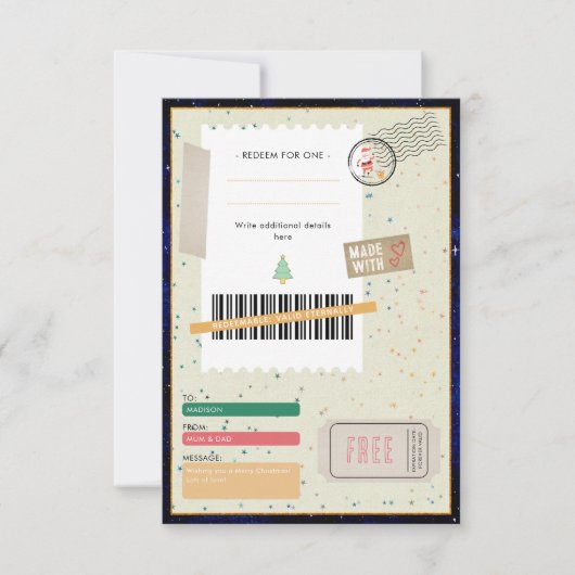 Peace and Joy Christmas Ticket Family Gift Coupon (正面)