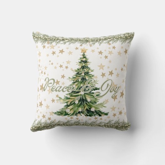 Peace And Joy Green Christmas Tree  クッション (裏面)