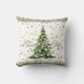Peace And Joy Green Christmas Tree  クッション (正面)