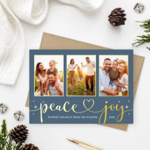 Peace and Joy Modern Gold Heart Script 3 Photo