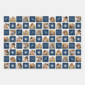 Peace and Joy Navy Holiday Photo Collage ラッピングペーパーシート (正面)