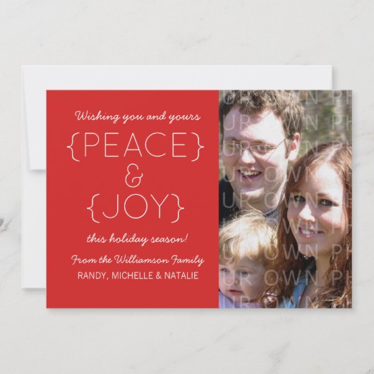 Peace and Joy Photo Flat Card, Red シーズンカード (正面)