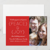 Peace and Joy Photo Flat Card, Red シーズンカード (正面/裏面)