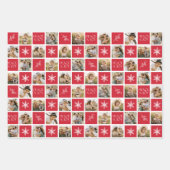 Peace and Joy Red Holiday Photo Collage ラッピングペーパーシート (正面)