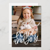Peace and Joy Scriptフォトフラットホリデーカード シーズンカード (正面/裏面)