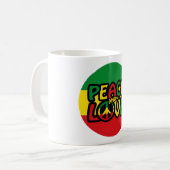 PEACE and LOVE,レゲエスタイル コーヒーマグカップ (正面左)
