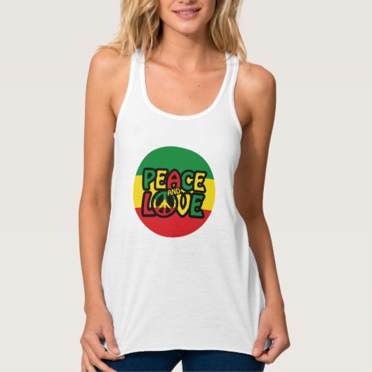 PEACE and LOVE，レゲエスタイル タンクトップ (正面)