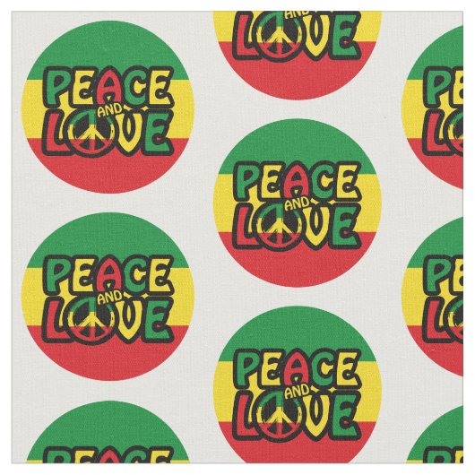 PEACE and LOVE，レゲエスタイル ファブリック (クローズアップ)