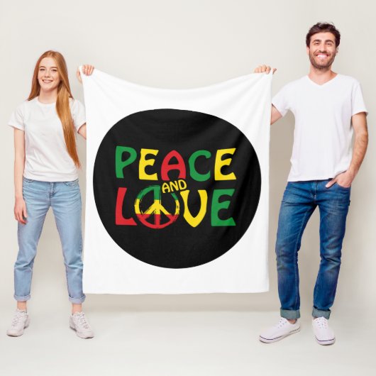 PEACE and LOVE,レゲエスタイル フリースブランケット (インサイチュ)