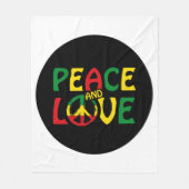 PEACE and LOVE,レゲエスタイル フリースブランケット (正面)