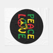 PEACE and LOVE,レゲエスタイル フリースブランケット (正面(横))