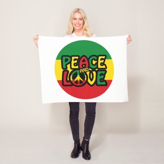 PEACE and LOVE，レゲエスタイル フリースブランケット (インサイチュ)