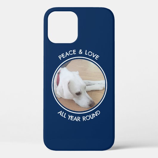 Peace and Love All Year Round Photo of Dog Blue Case-Mate iPhoneケース (裏面)