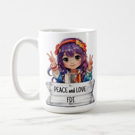 Peace and Love Anti Trump Merch Mug コーヒーマグカップ (左)