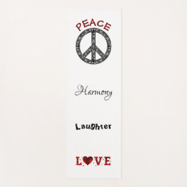 Peace and Love Black/White Yoga Mat ヨガマット