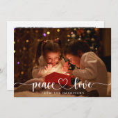 Peace and Love Christmas Holiday Photo Card シーズンカード (正面/裏面)