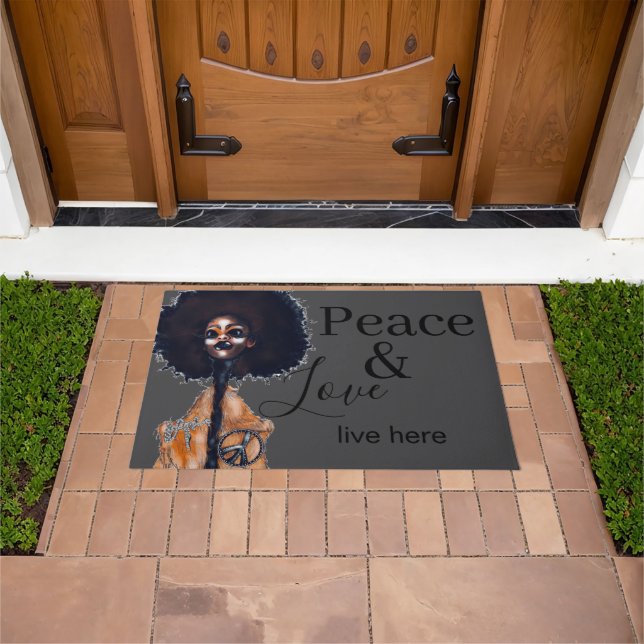 PEACE AND LOVE DOORMAT ドアマット (室外)