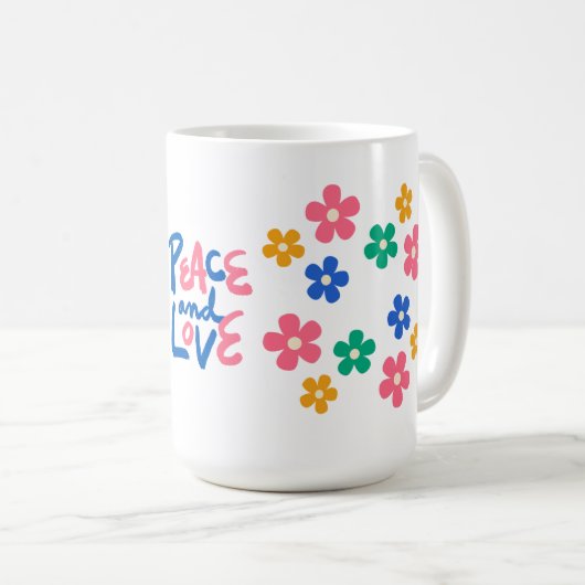 Peace and Love Floral Mug コーヒーマグカップ (正面右)