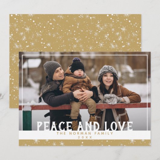 Peace and Love Goldenrod Winter Greeting Photo シーズンカード (正面/裏面)