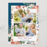Peace and Love Holly Berryフローラクリスマス3 Photo シーズンカード<br><div class="desc">この「ポインセチアフローラフレームモダンファミリーフォトカード」で季節の挨拶を送る。(1)更なるカスタマイズのためクリックは、「更にカスタマイズ」のリンクを使用し、このテンプレートを変更するために当社のデザインツールを使用する。(2)厚もしい紙/マット仕上げを選択する場合は、マット紙タイプを選択することを検討する。</div>