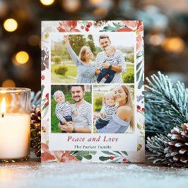 Peace and Love Holly Berryフローラクリスマス3 Photo シーズンカード