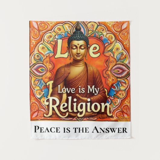 PEACE AND LOVE IS MY RELIGION WALL ART TAPESTRY タペストリー (正面)