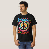 Peace and Love Peace Sign Positive Inspiration 70' Tシャツ (正面フル)