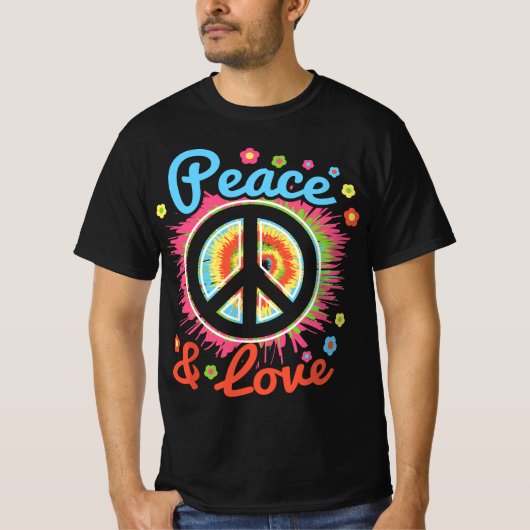 Peace and Love Peace Sign Positive Inspiration 70' Tシャツ (正面)