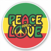 PEACE and LOVE, reggae style シール (正面)