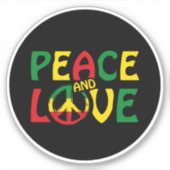PEACE and LOVE, reggae style シール (正面)