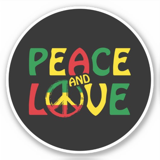 PEACE and LOVE, reggae style シール (正面)
