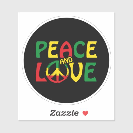 PEACE and LOVE, reggae style シール (シート)