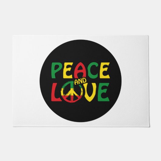 PEACE and LOVE, reggae style ドアマット (正面)