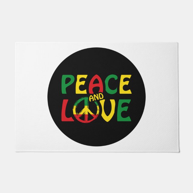 PEACE and LOVE, reggae style ドアマット (正面)