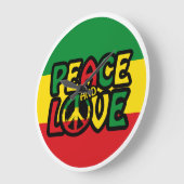 PEACE and LOVE, reggae style ラージ壁時計 (傾斜)