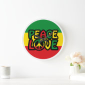 PEACE and LOVE, reggae style ラージ壁時計 (ホーム)