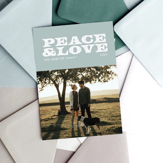 Peace and love retro holidayフォトカード シーズンカード
