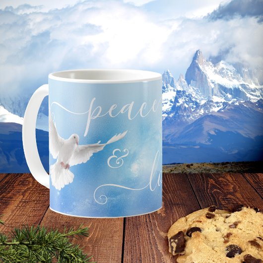 Peace and Love White Dove Mug コーヒーマグカップ