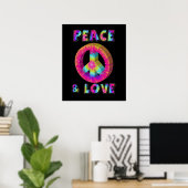 Peace and Love with Tie Dye Peace Sign ポスター (ホームオフィス)