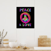 Peace and Love with Tie Dye Peace Sign ポスター (キッチン)