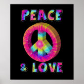 Peace and Love with Tie Dye Peace Sign ポスター (正面)