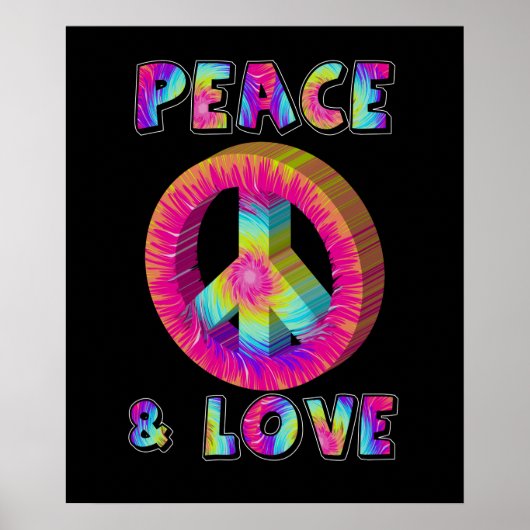 Peace and Love with Tie Dye Peace Sign ポスター (正面)